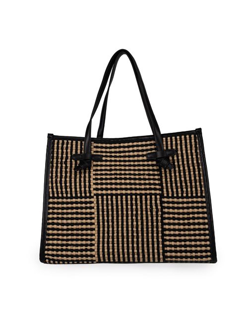 Borsa Marcella con Pon Pon GIANNI CHIARINI | BS 11750 BALINATURALE-NERO
